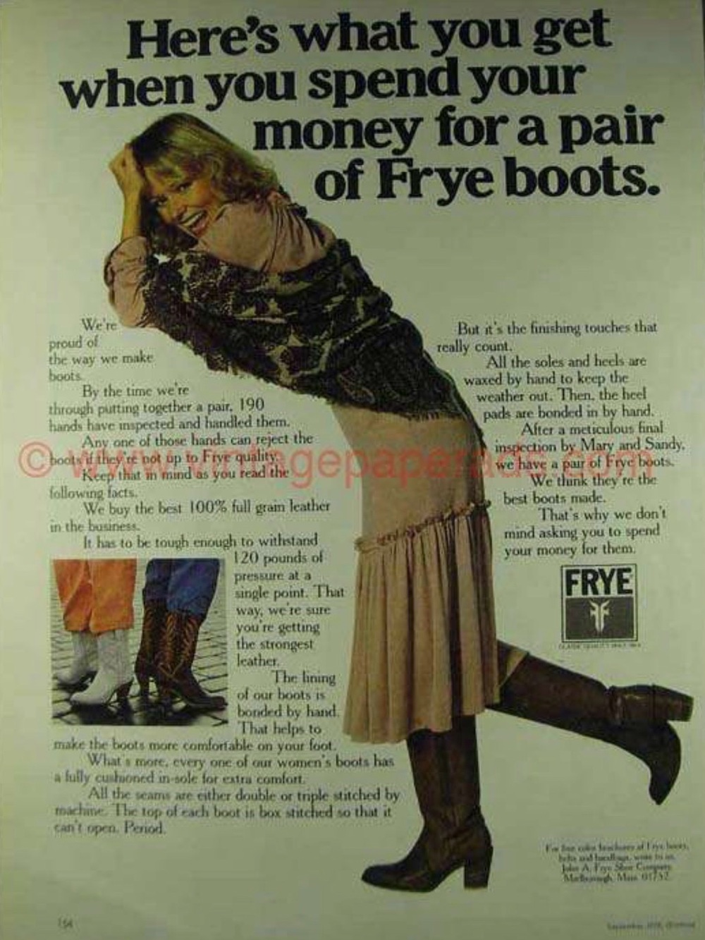 RARE Vintage Black Label Frye Campus Cowgirl Boots, Made in USA, Size 6.5, #8555 - Picture 14 of 14